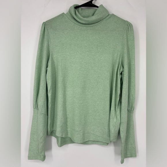 NWT Anthropologie Puff Sleeve Ballon Turtleneck Sweater Mint M - Picture 2 of 3
